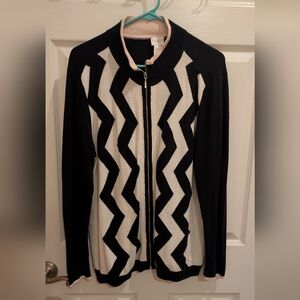 Chico's Black and White Chevron Cardigan